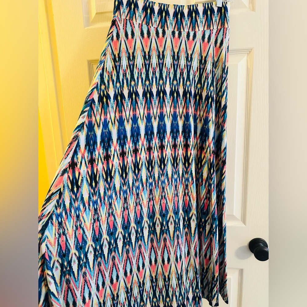 Veronica M Multicolor Abstract A-Line Long Skirt Vibrant Colors Prints XS